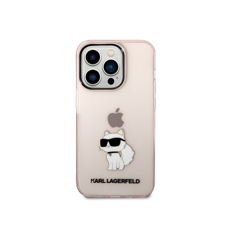 Husa iPhone 14 Pro Karl Lagerfeld Hardcase, Ikonik Choupette, roz, KLHCP14LHNCHTCP
