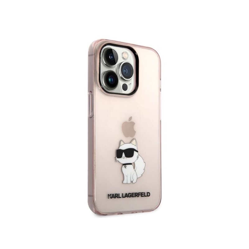 Husa iPhone 14 Pro Karl Lagerfeld Hardcase, Ikonik Choupette, roz, KLHCP14LHNCHTCP