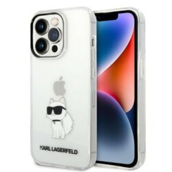 Husa iPhone 14 Pro Karl Lagerfeld Hardcase Transparent, Ikonik Choupette, KLHCP14LHNCHTCT