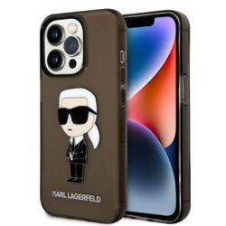 Husa iPhone 14 Pro Karl Lagerfeld Hardcase, Ikonik Karl Lagerfeld, negru, KLHCP14LHNIKTCK
