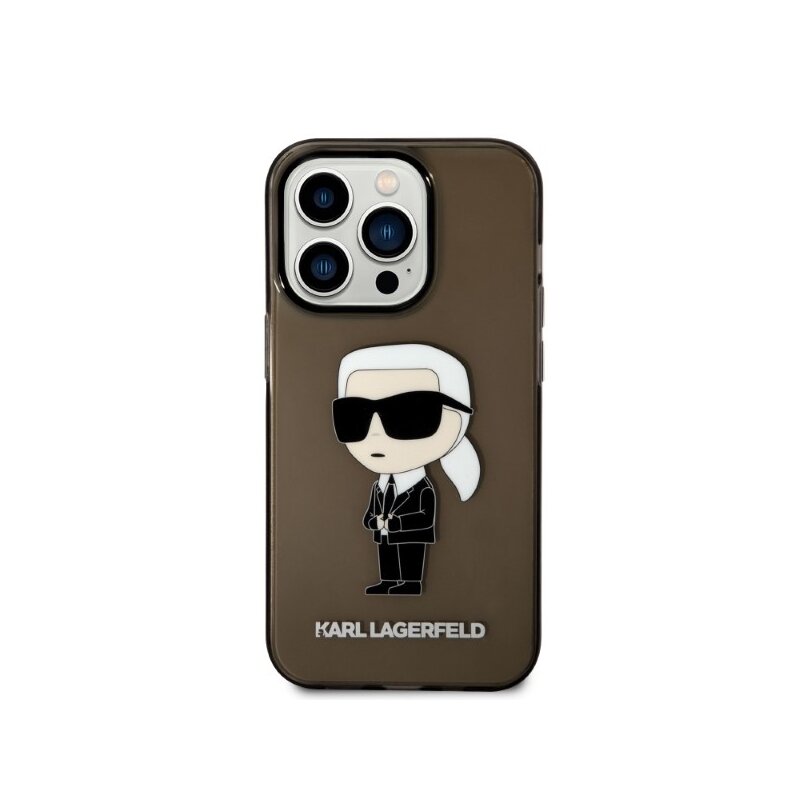 Husa iPhone 14 Pro Karl Lagerfeld Hardcase, Ikonik Karl Lagerfeld, negru, KLHCP14LHNIKTCK