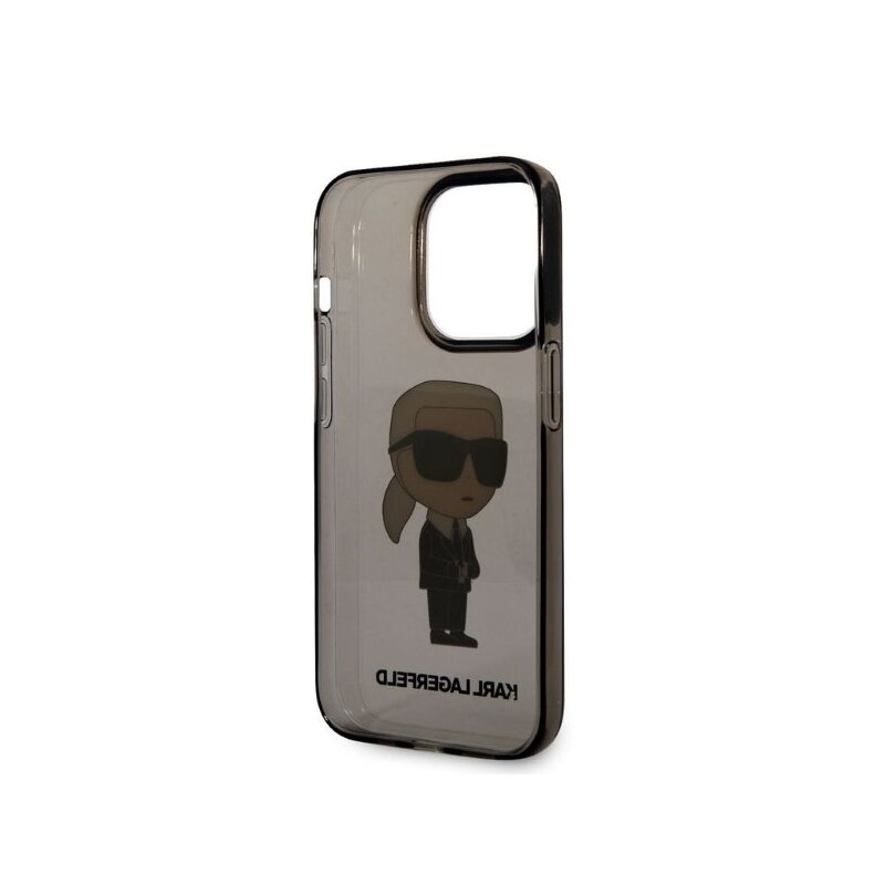 Husa iPhone 14 Pro Karl Lagerfeld Hardcase, Ikonik Karl Lagerfeld, negru, KLHCP14LHNIKTCK