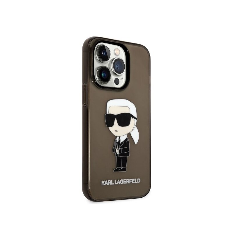 Husa iPhone 14 Pro Karl Lagerfeld Hardcase, Ikonik Karl Lagerfeld, negru, KLHCP14LHNIKTCK