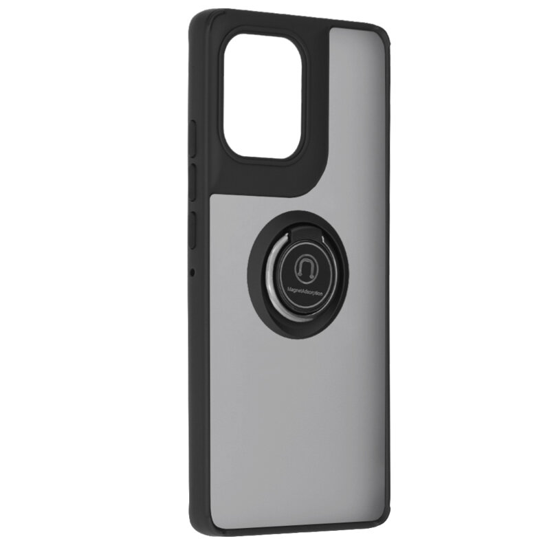 Husa Motorola Edge 50 Techsuit Glinth cu inel suport stand magnetic, negru