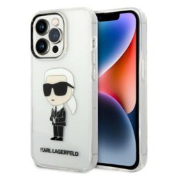 Husa iPhone 14 Pro Karl Lagerfeld Hardcase Transparent, Ikonik Karl Lagerfeld, KLHCP14LHNIKTCT