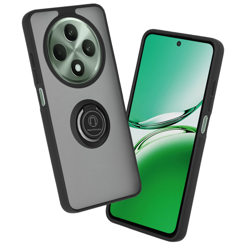 Husa Oppo Reno12 F 4G Techsuit Glinth cu inel suport stand magnetic, negru