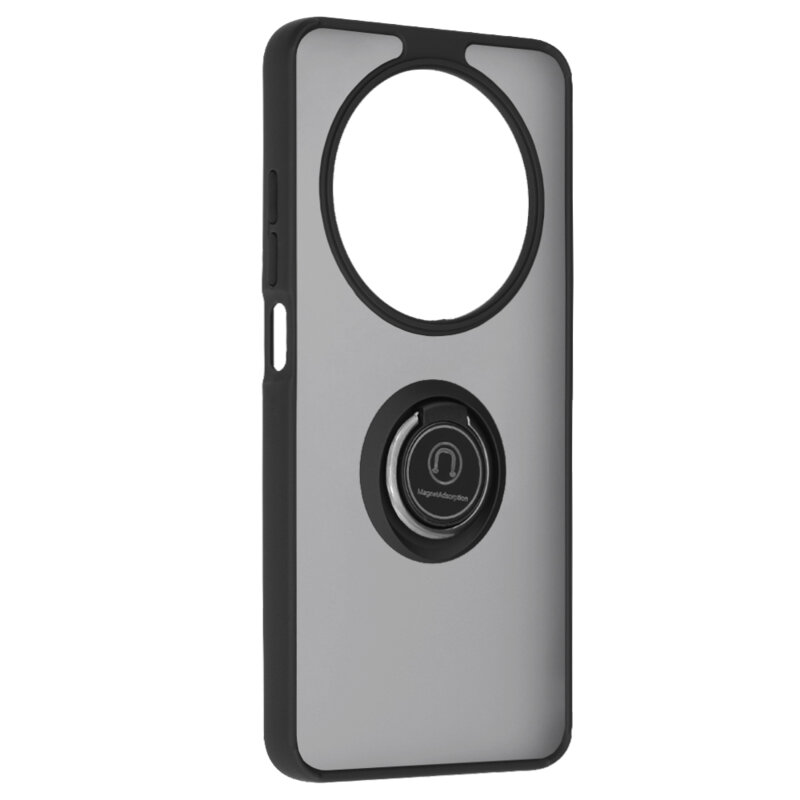 Husa Oppo Reno12 F 5G Techsuit Glinth cu inel suport stand magnetic, negru