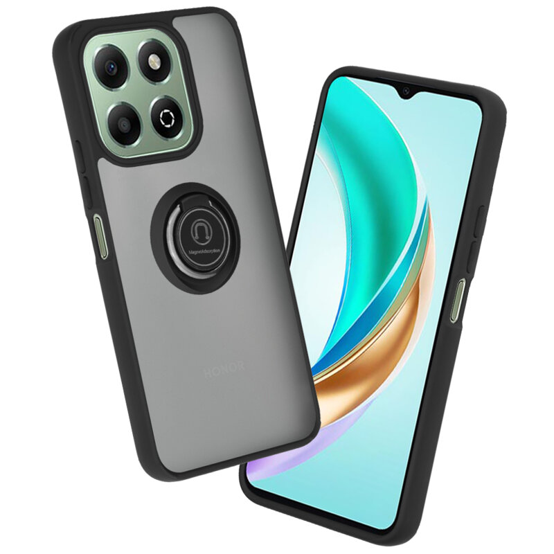 Husa Honor X6b Techsuit Glinth cu inel suport stand magnetic, negru