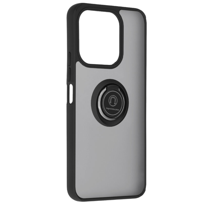 Husa Honor X6b Techsuit Glinth cu inel suport stand magnetic, negru