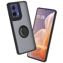 Husa Motorola Moto G85 Techsuit Glinth cu inel suport stand magnetic, negru