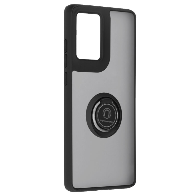 Husa Motorola Moto G85 Techsuit Glinth cu inel suport stand magnetic, negru