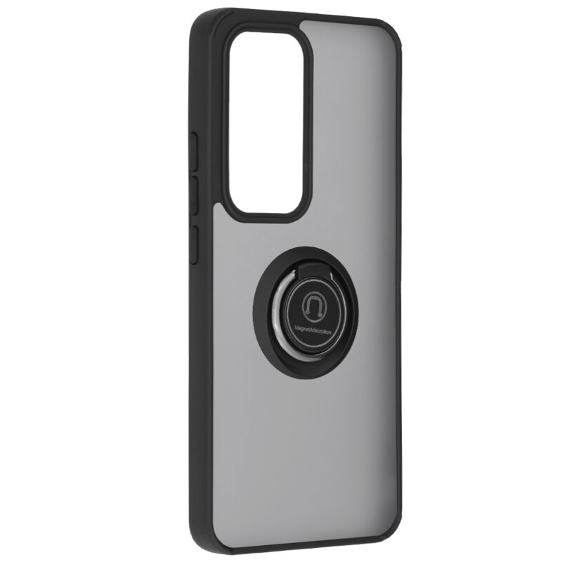 Husa Oppo Reno12 Pro Techsuit Glinth cu inel suport stand magnetic, negru