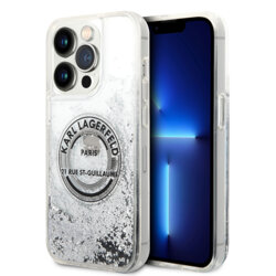 Husa Karl Lagerfeld iPhone 14 Pro Hardcase Liquid Glitter, RSG, argintiu, KLHCP14LLCRSGRS