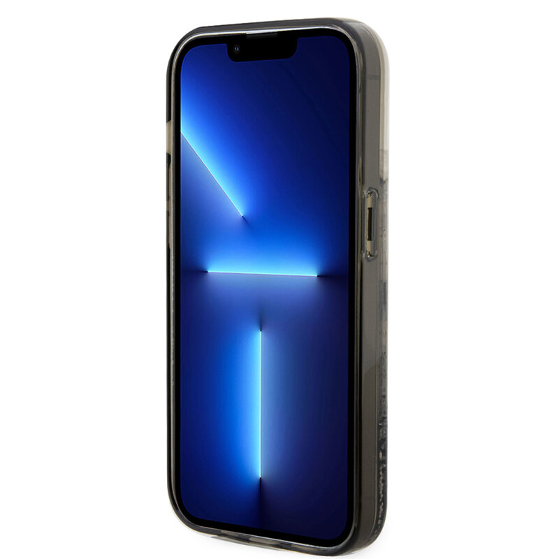 Husa Karl Lagerfeld iPhone 14 Pro Hardcase Liquid Glitter, Choupette, transparenta, KLHCP14LLKCNSK