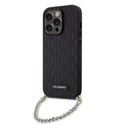 Husa originala iPhone 14 Pro Karl Lagerfeld Saffiano Monogram Chain, negru, KLHCP14LSACKLHPK