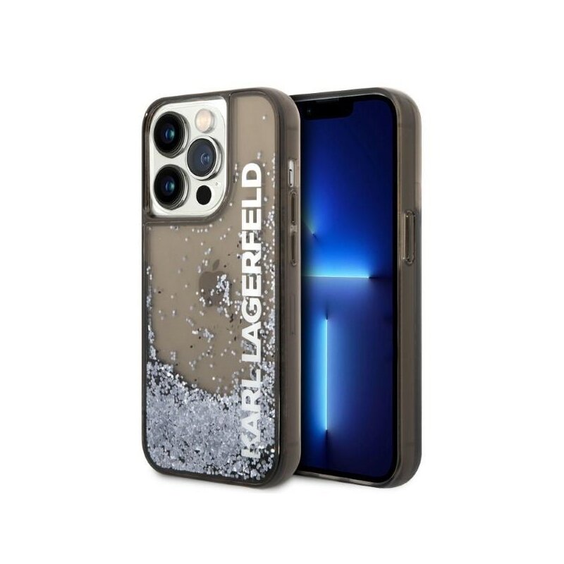 Husa Karl Lagerfeld iPhone 14 Pro Hardcase Liquid Glitter, Elong, negru, KLHCP14LLCKVK