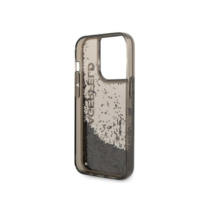 Husa Karl Lagerfeld iPhone 14 Pro Hardcase Liquid Glitter, Elong, negru, KLHCP14LLCKVK