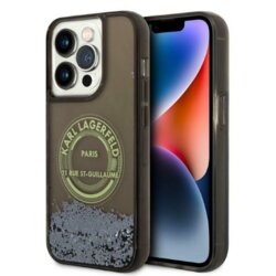 Husa Karl Lagerfeld iPhone 14 Pro Hardcase Liquid Glitter, RSG, negru, KLHCP14LLCRSGRK