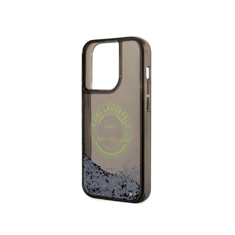 Husa Karl Lagerfeld iPhone 14 Pro Hardcase Liquid Glitter, RSG, negru, KLHCP14LLCRSGRK