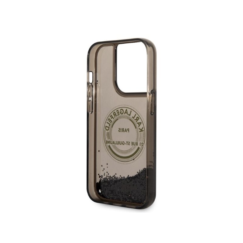 Husa Karl Lagerfeld iPhone 14 Pro Hardcase Liquid Glitter, RSG, negru, KLHCP14LLCRSGRK