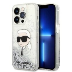 Husa Karl Lagerfeld iPhone 14 Pro Hardcase Glitter, Karl Head, argintiu, KLHCP14LLNKHCH