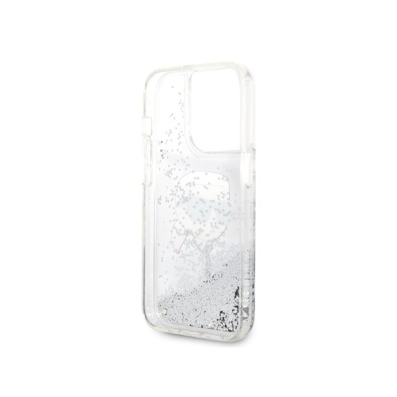 Husa Karl Lagerfeld iPhone 14 Pro Hardcase Glitter, Karl Head, argintiu, KLHCP14LLNKHCH