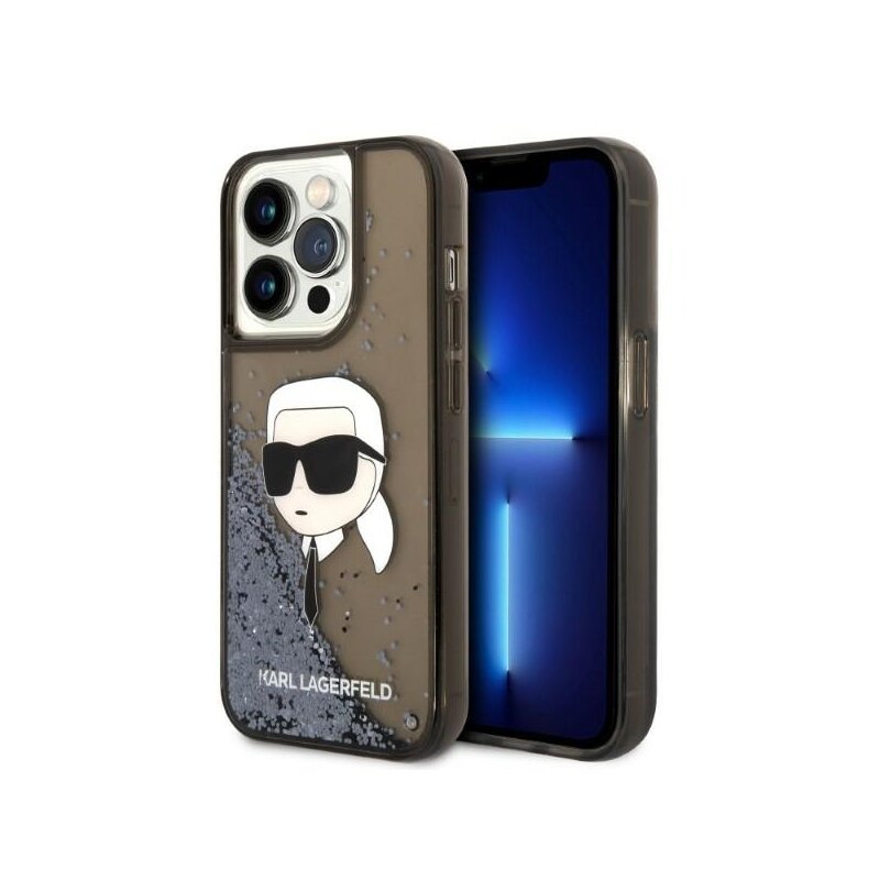 Husa Karl Lagerfeld iPhone 14 Pro Hardcase Glitter, Karl Head, negru, KLHCP14LLNKHCK
