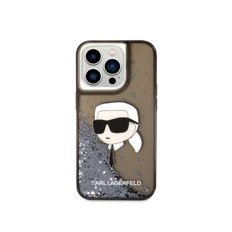 Husa Karl Lagerfeld iPhone 14 Pro Hardcase Glitter, Karl Head, negru, KLHCP14LLNKHCK