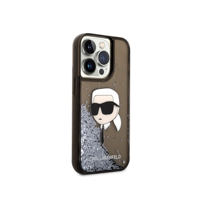 Husa Karl Lagerfeld iPhone 14 Pro Hardcase Glitter, Karl Head, negru, KLHCP14LLNKHCK