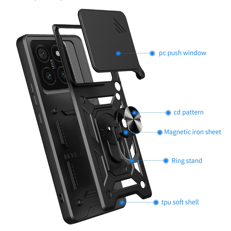 Husa Xiaomi 14T Pro protectie camera Techsuit CamShield Series, negru