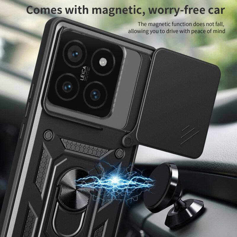 Husa Xiaomi 14T Pro protectie camera Techsuit CamShield Series, negru