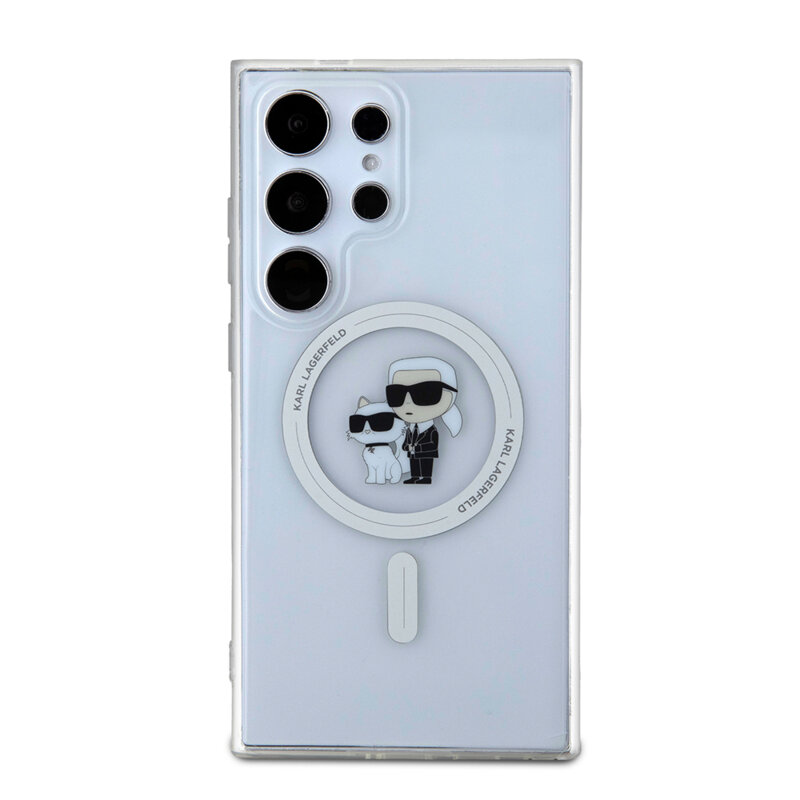 Husa Samsung Galaxy S24 Ultra Karl Lagerfeld IML MagSafe, Karl&Choupette, transparent, KLHMS24LHGKCNOT