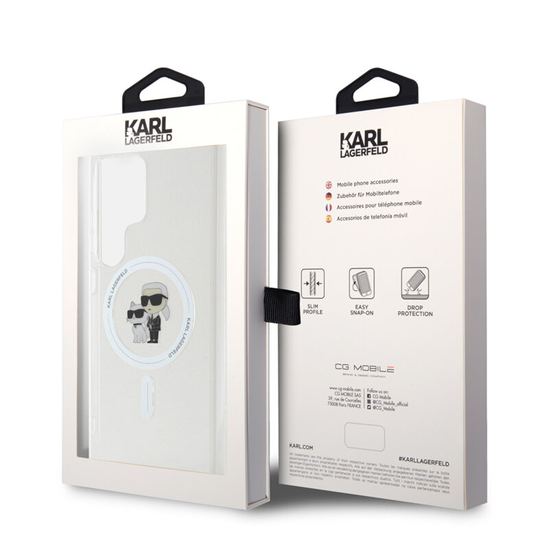 Husa Samsung Galaxy S24 Ultra Karl Lagerfeld IML MagSafe, Karl&Choupette, transparent, KLHMS24LHGKCNOT