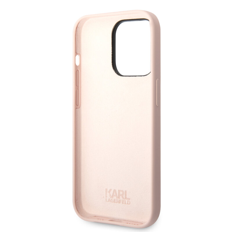 Husa Karl Lagerfeld iPhone 14 Pro Silicone, Choupette Body, roz, KLHCP14LSLCTPI