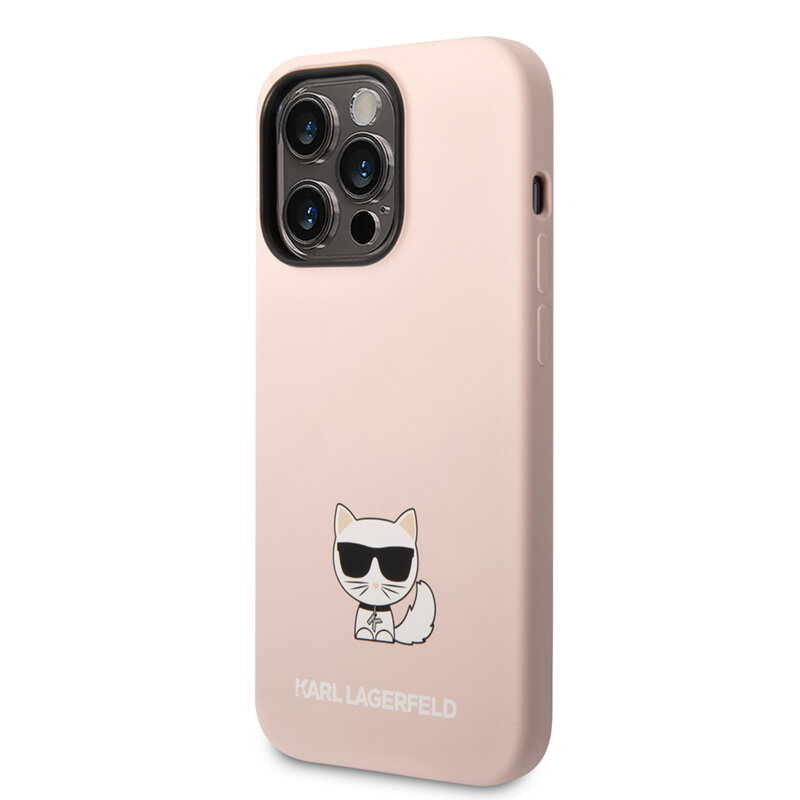 Husa Karl Lagerfeld iPhone 14 Pro Silicone, Choupette Body, roz, KLHCP14LSLCTPI