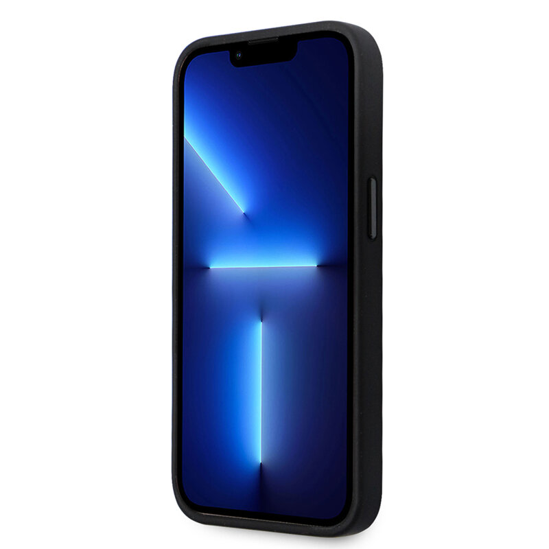 Husa Karl Lagerfeld iPhone 14 Pro Silicone, Ikonik Metal Pin, negru, KLHCP14LSMHKNPK