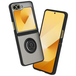 Husa Samsung Galaxy Z Flip6 Techsuit Glinth cu inel suport stand magnetic, negru