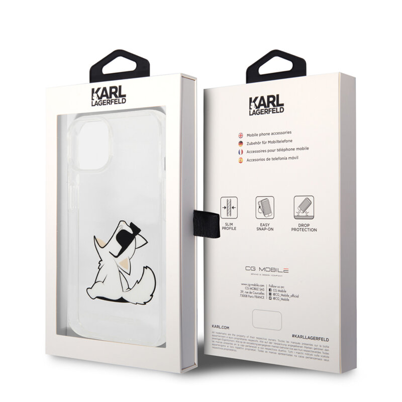 Husa iPhone 14 Plus Karl Lagerfeld Hardcase Transparent, Choupette Fun, KLHCP14MCFNRC
