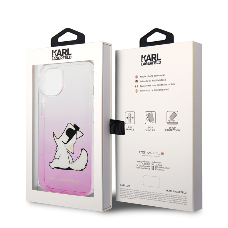 Husa iPhone 14 Plus Karl Lagerfeld Hardcase, Choupette Fun, roz, KLHCP14MCFNRCPI