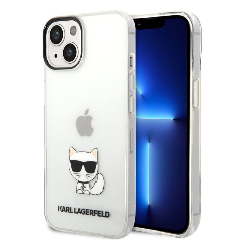 Husa iPhone 14 Plus Karl Lagerfeld Hardcase, Choupette Body, transparenta, KLHCP14MCTTR