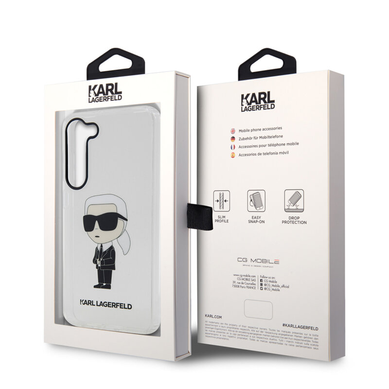 Husa Samsung Galaxy S23 Karl Lagerfeld Hardcase Transparent, Ikonik Karl Lagerfeld, KLHCS23SHNIKTCT