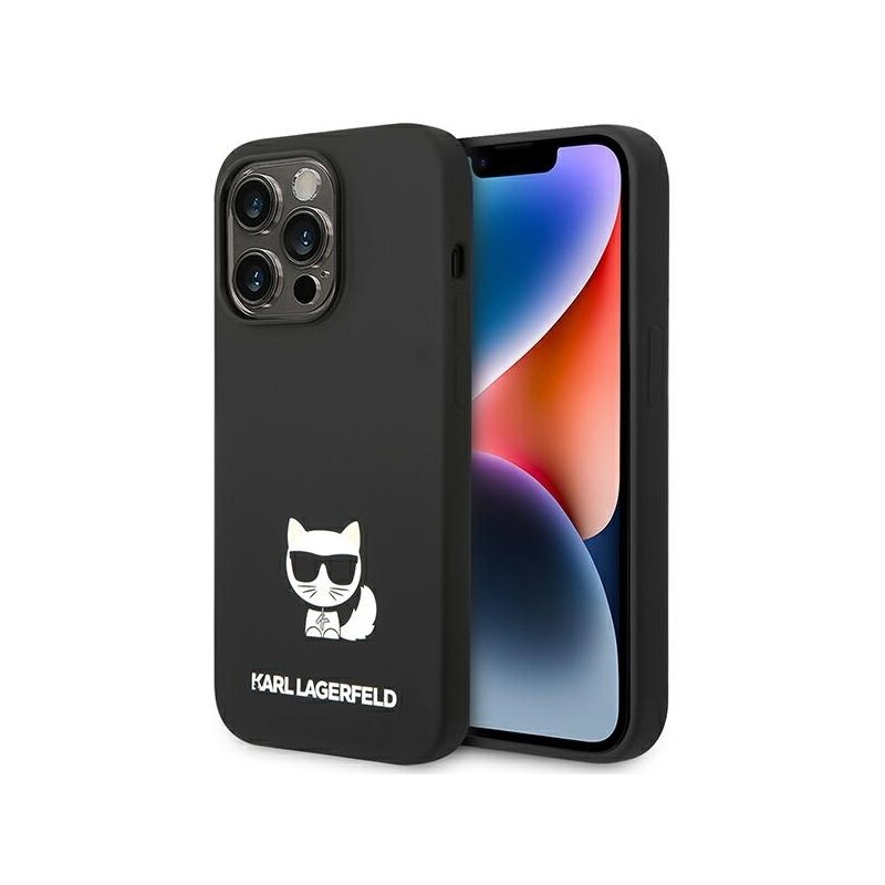 Husa Karl Lagerfeld iPhone 14 Pro Silicone, Choupette Body, negru, KLHCP14LSLCTBK