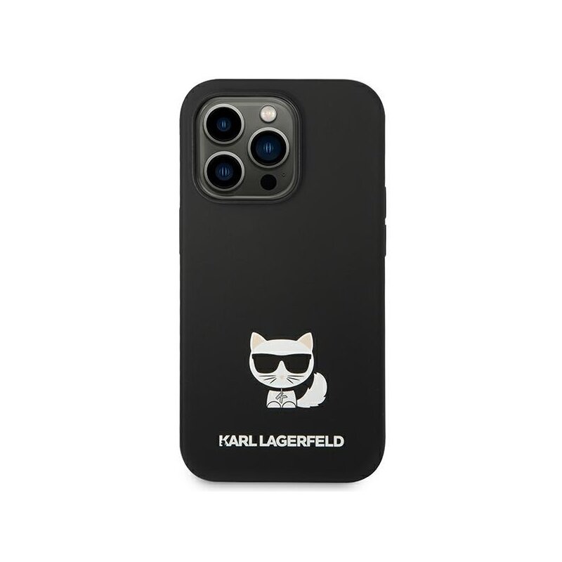 Husa Karl Lagerfeld iPhone 14 Pro Silicone, Choupette Body, negru, KLHCP14LSLCTBK