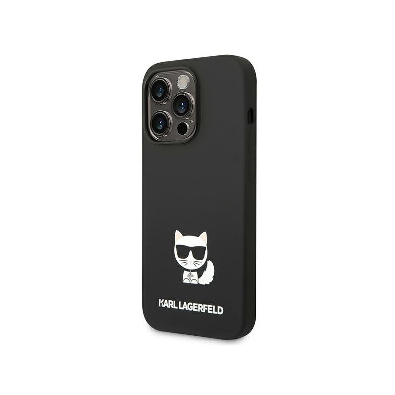 Husa Karl Lagerfeld iPhone 14 Pro Silicone, Choupette Body, negru, KLHCP14LSLCTBK