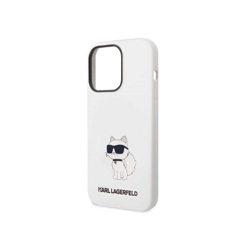 Husa Karl Lagerfeld iPhone 14 Pro Silicone, Choupette, alb, KLHCP14LSNCHBCH