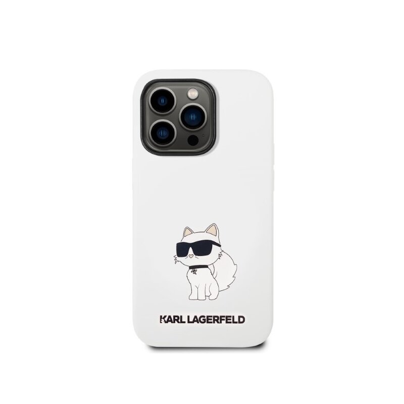 Husa Karl Lagerfeld iPhone 14 Pro Silicone, Choupette, alb, KLHCP14LSNCHBCH