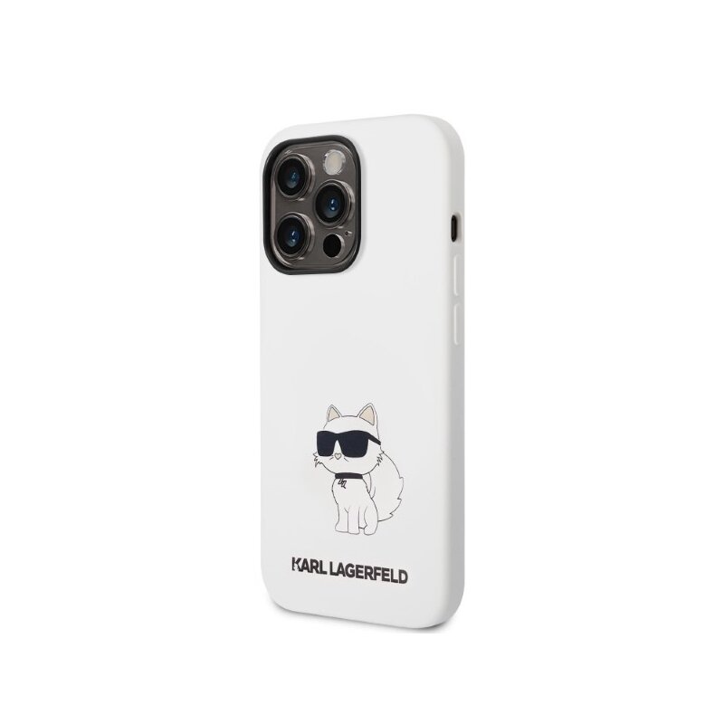 Husa Karl Lagerfeld iPhone 14 Pro Silicone, Choupette, alb, KLHCP14LSNCHBCH