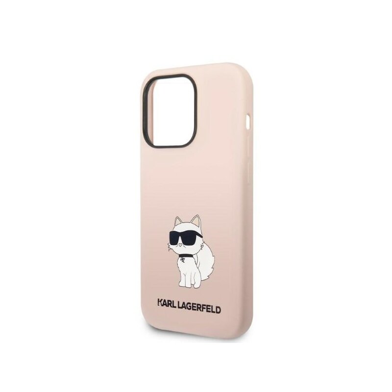 Husa Karl Lagerfeld iPhone 14 Pro Silicone, Choupette, roz, KLHCP14LSNCHBCP