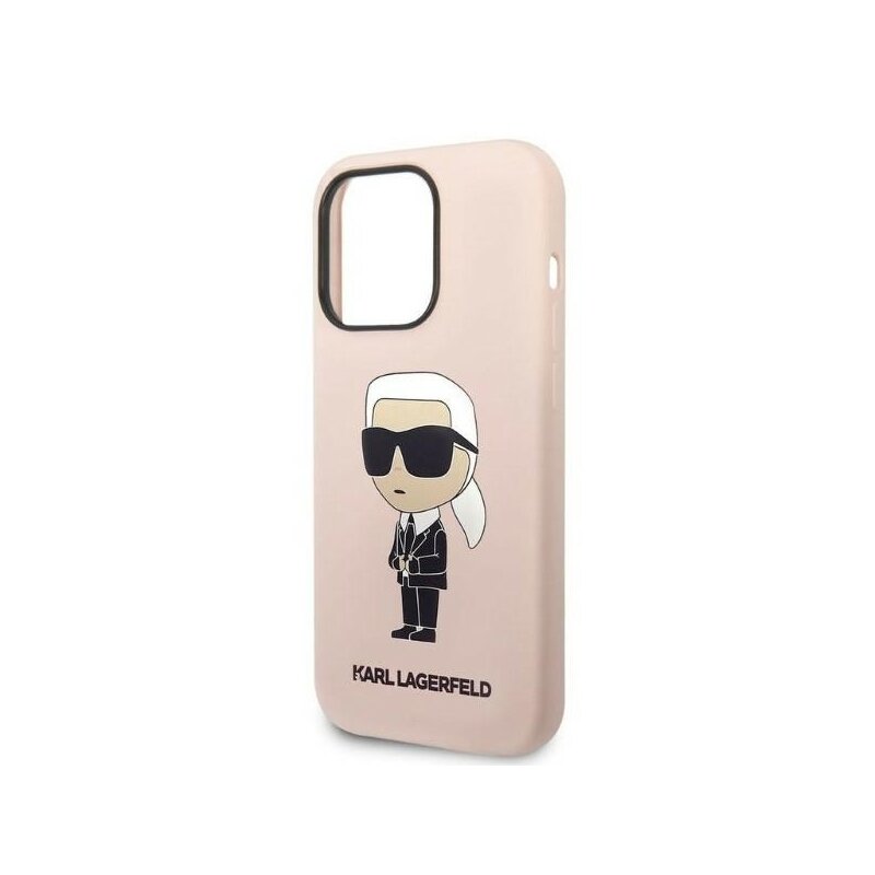 Husa Karl Lagerfeld iPhone 14 Pro Silicone, Ikonik, roz, KLHCP14LSNIKBCP