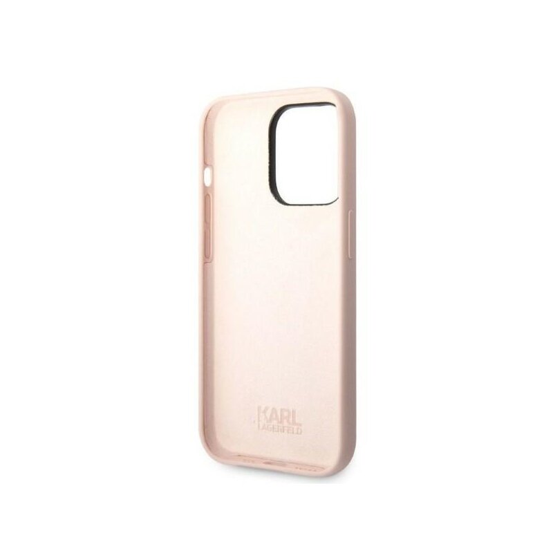 Husa Karl Lagerfeld iPhone 14 Pro Silicone, Ikonik, roz, KLHCP14LSNIKBCP